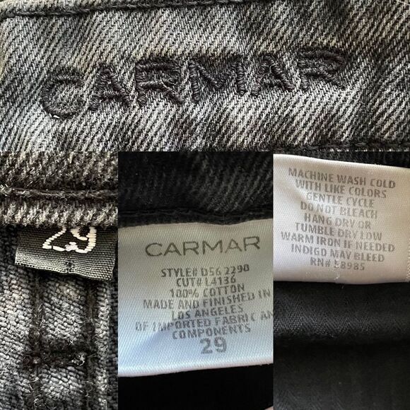 CARMAR High Waisted Cut Off Denim Shorts Faded Black 29 - Picture 3 of 3